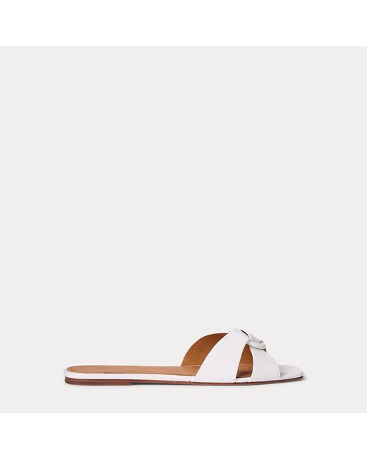 Polo Ralph Lauren Brown Pebbled Leather O-Ring Sandal