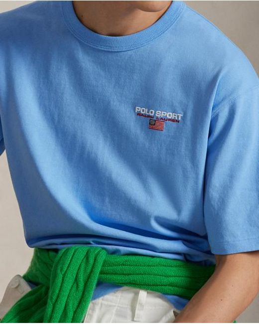 Polo Ralph Lauren Blue Relaxed Fit Polo Sport Jersey T-Shirt for men