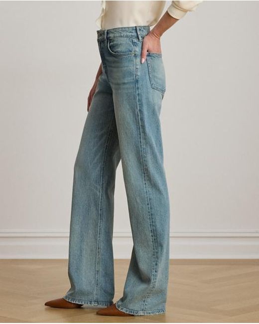 Ralph Lauren Blue High-Rise Straight Wide-Leg Jean
