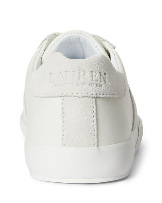 Ralph Lauren White Braylee Leather & Suede Sneaker
