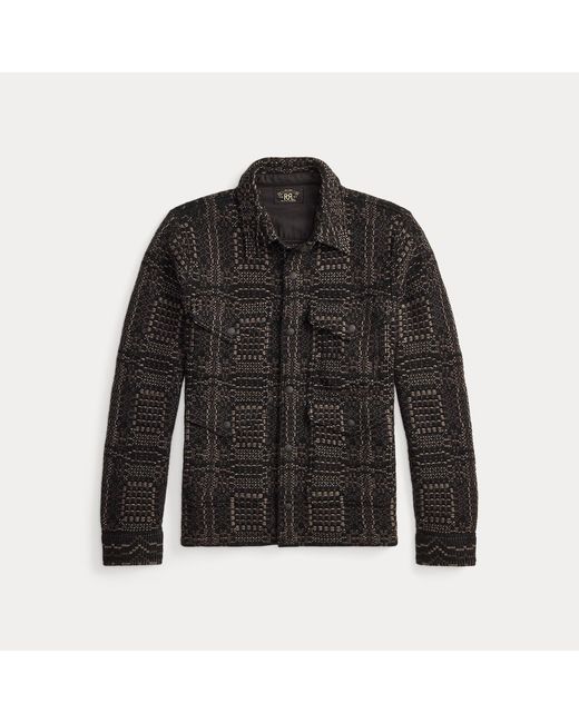 RRL Black Jacquard-Knit Wool Overshirt Jumper for men