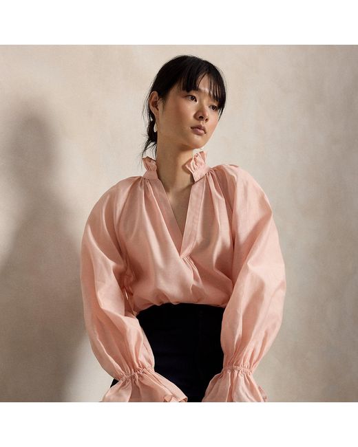 Ralph Lauren Pink Cotton-Silk Organdy Shirt