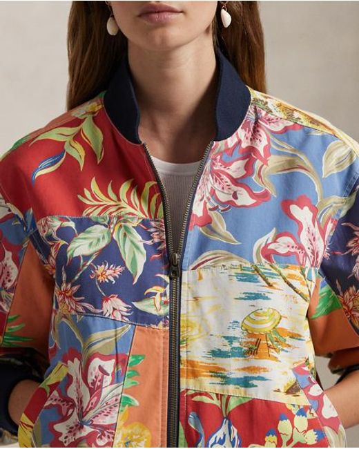 Cazadora Bomber De Sarga Con Flores Polo Ralph Lauren de color Multicolor