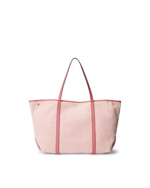 Lauren by Ralph Lauren Pink Canvas & Leather Large Emerie Tote
