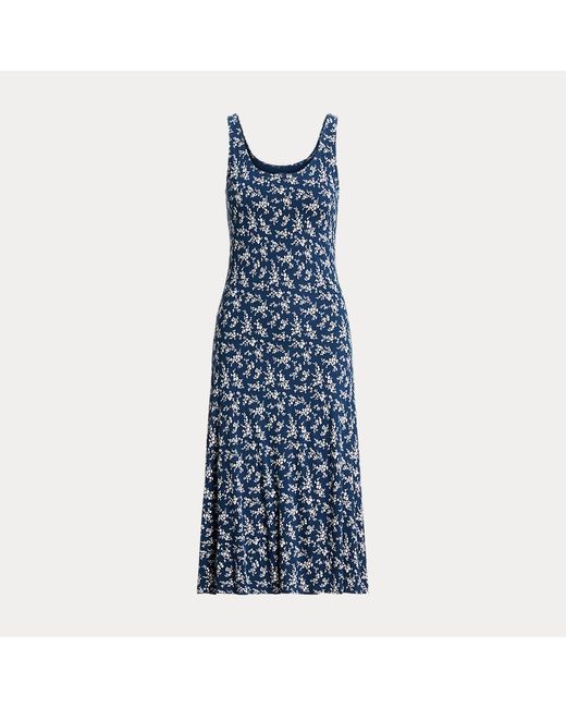 Polo Ralph Lauren Blue Floral Scoopneck Jersey Dress