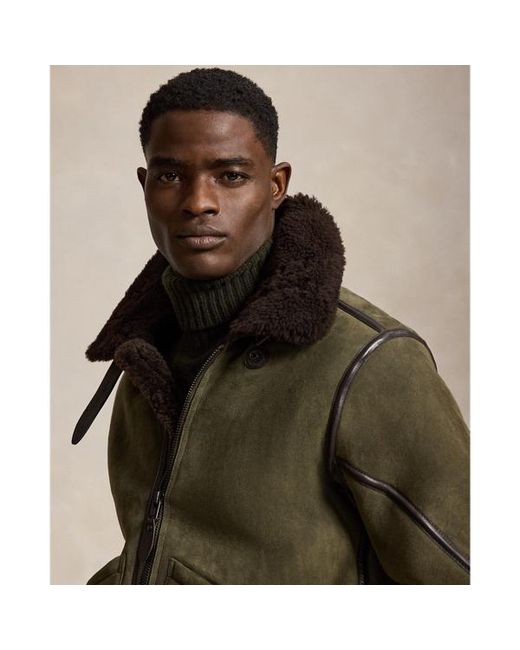 Polo Ralph Lauren Brown Shearling Flight Jacket for men