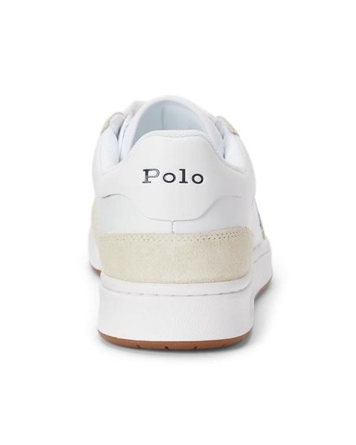 Polo Ralph Lauren Court Sneaker Van Leer En Suède in het White voor heren
