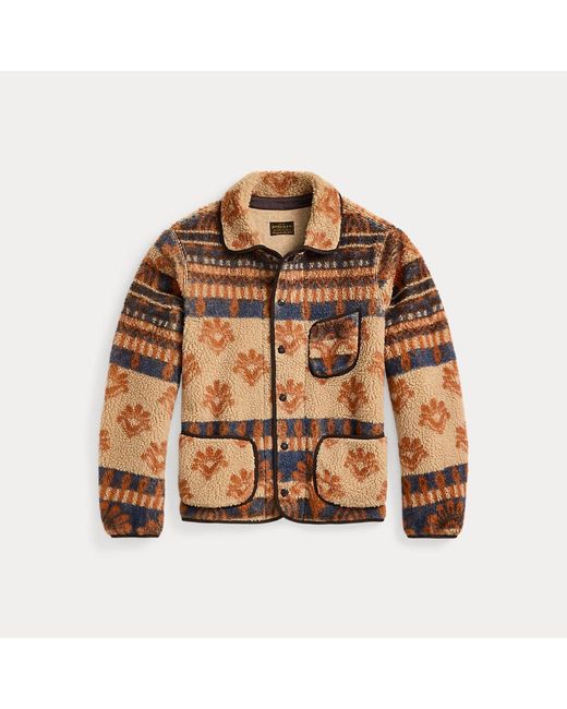 RRL Brown Wool-Blend Pile Fleece Jacket for men