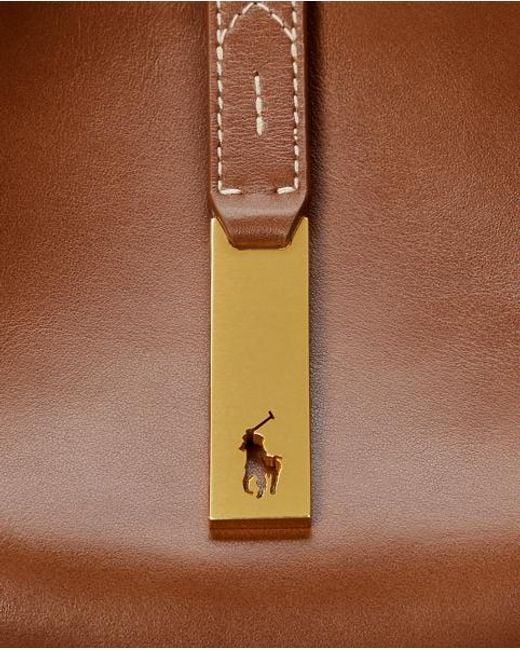Polo Ralph Lauren Brown Große Kalbsleder-Schultertasche Polo Id