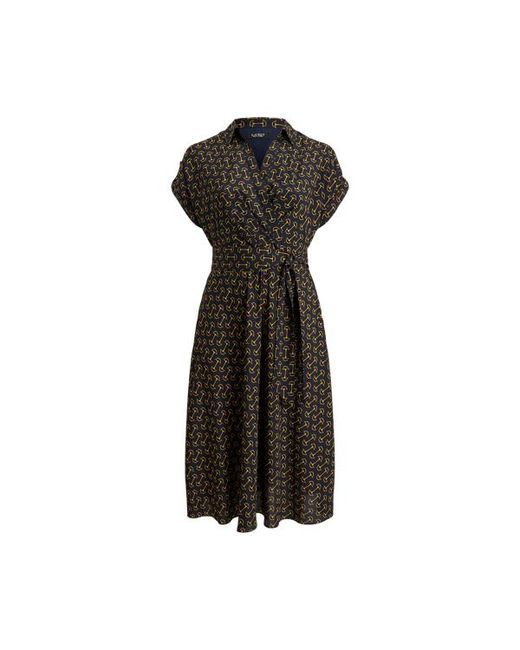 Ralph Lauren Black Ralph Lauren Geo-Print Belted Crepe Dress