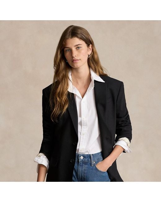Polo Ralph Lauren Black Single-Breasted Stretch Wool Blazer