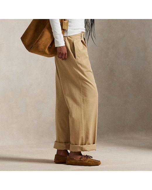 Polo Ralph Lauren Natural Pleated Cotton-Blend Relaxed Trouser