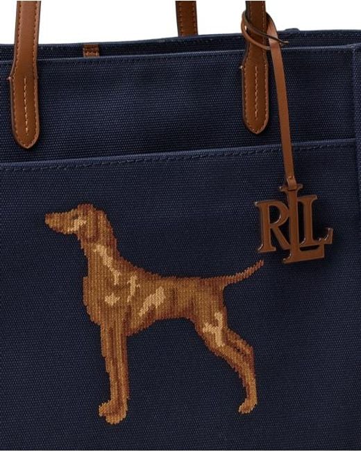Ralph Lauren Blue Dog-Embroidered Large Cameryn Tote Bag