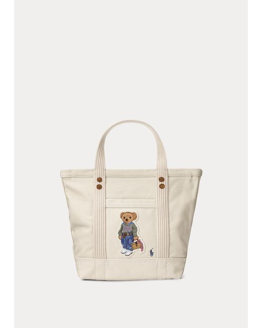 Polo Ralph Lauren Natural Canvas Small New Orleans Polo Bear Tote
