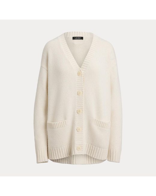 Cardigan in misto lana con scollo a V di Ralph Lauren in White