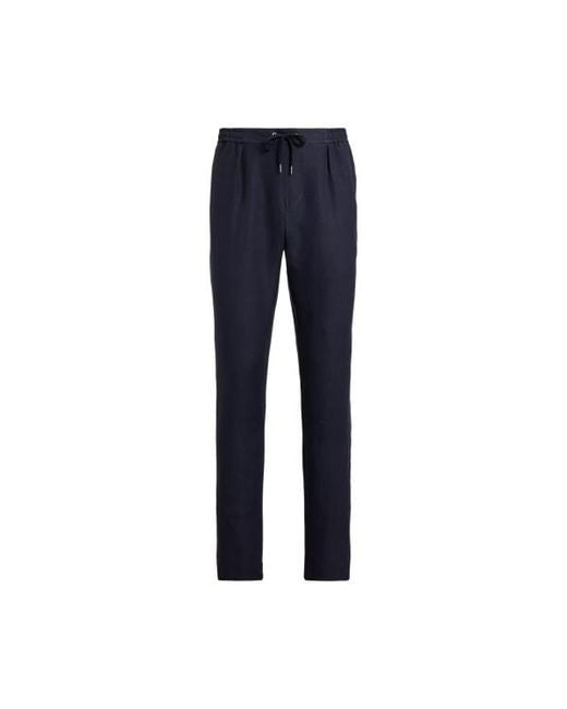 Ralph Lauren Blue Hand-Tailored Silk-Linen Trouser for men