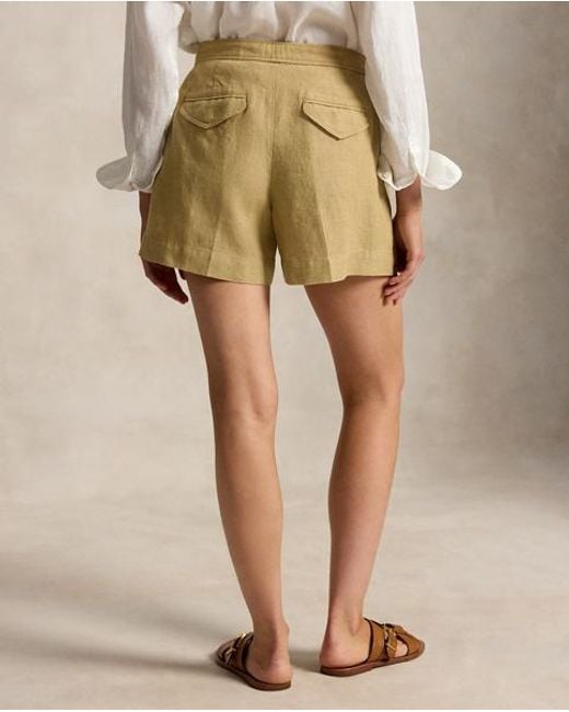 Ralph Lauren Natural Pleated Délavé Linen Short