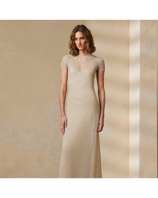 Ralph Lauren Collection Natural Ralph Lauren Mesh Short-sleeve Evening Dress