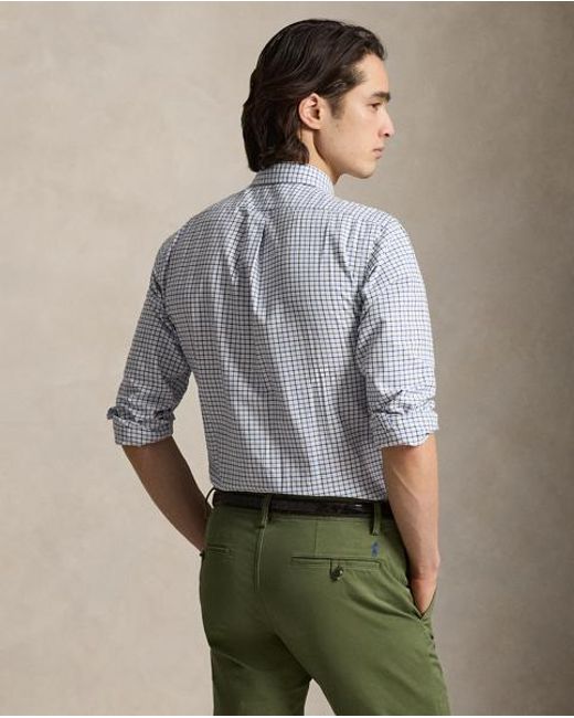 Polo Ralph Lauren Gray Custom Fit Tattersall Oxford Shirt for men