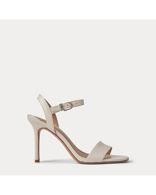 Ralph Lauren White Ledersandale Gwen Aus Nappaleder