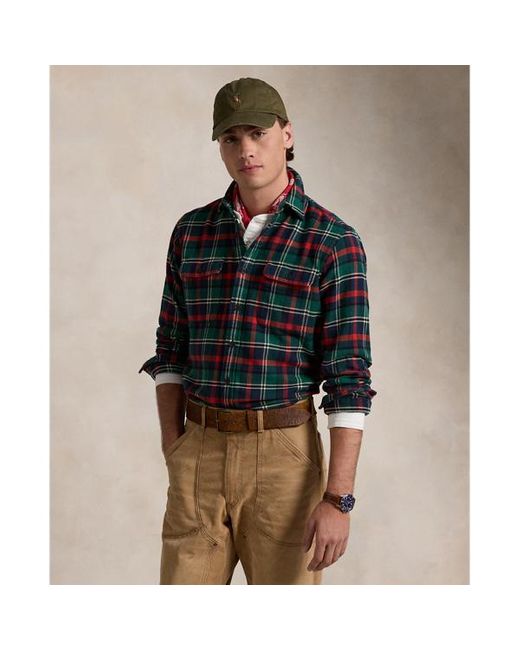 Polo Ralph Lauren Black Classic Fit Plaid Flannel Workshirt for men