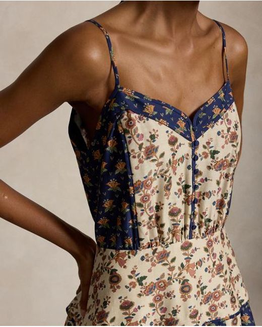 Polo Ralph Lauren Metallic Sleeveless Mixed-Print Panelled Dress