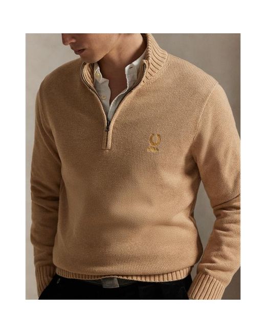 Polo Ralph Lauren Natural Cotton Quarter-Zip Sweater for men