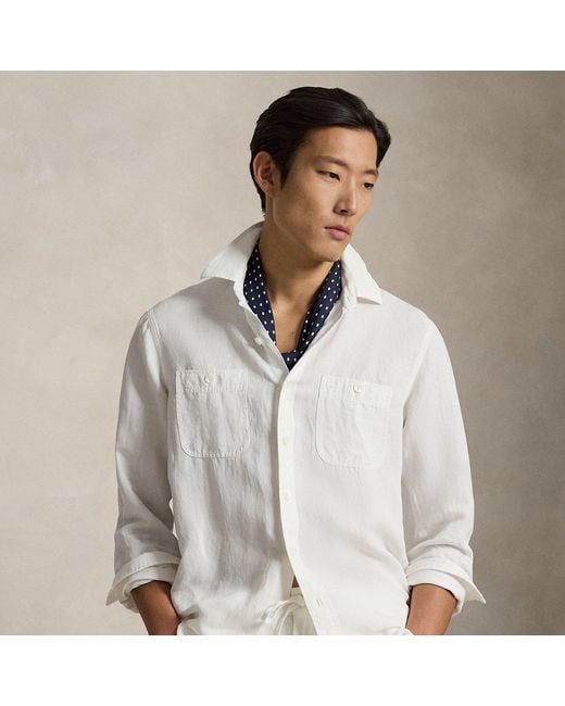 Polo Ralph Lauren Classic Fit Linen-Silk Workshirt in White for Men ...