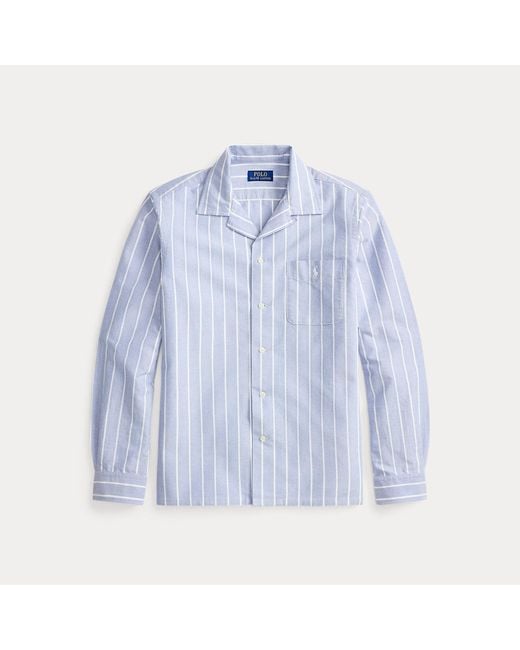 Polo Ralph Lauren Blue Classic Fit Striped Oxford Camp Shirt for men