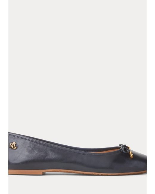 Ralph Lauren Blue Jayna Leather Flat