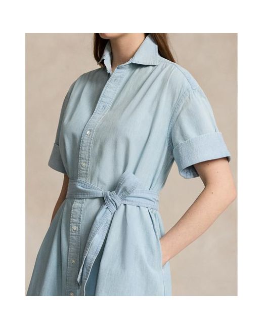 Polo Ralph Lauren Blue Cotton Chambray Shirtdress