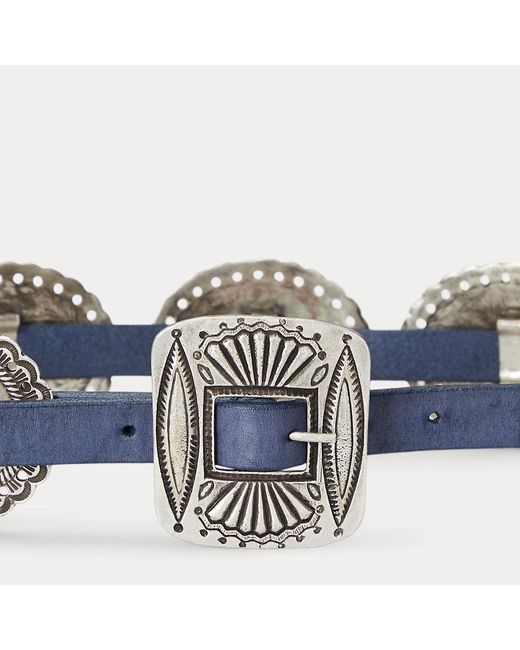 Cinturón de piel con detalles metálicos Polo Ralph Lauren de color Blue