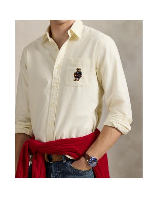 Camicia Oxford Polo Bear Custom-Fit di Polo Ralph Lauren in White da Uomo