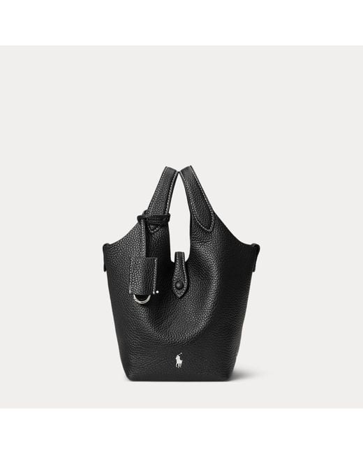 Polo Ralph Lauren Black Polo Play Small Leather Tote & Crossbody