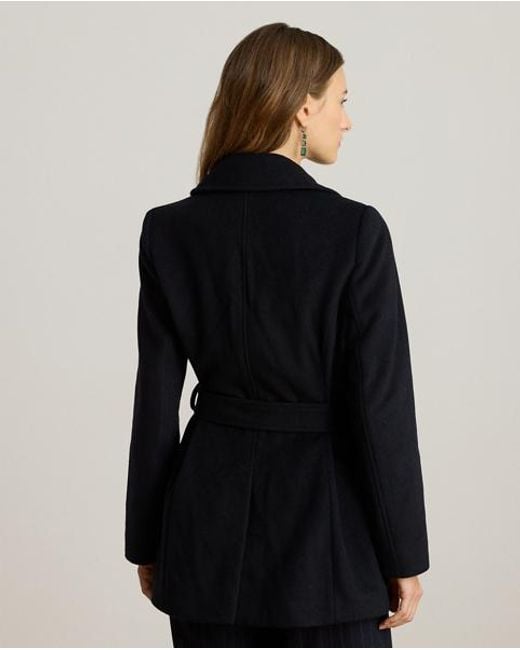 Ralph Lauren Black Zweireihiger Mantel Mit Gürtel