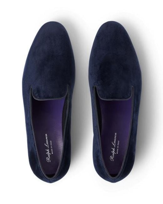 Ralph Lauren Blue Alonzo Velvet Slipper for men