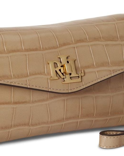 Ralph Lauren Natural Embossed Turn-Lock Wristlet Crossbody