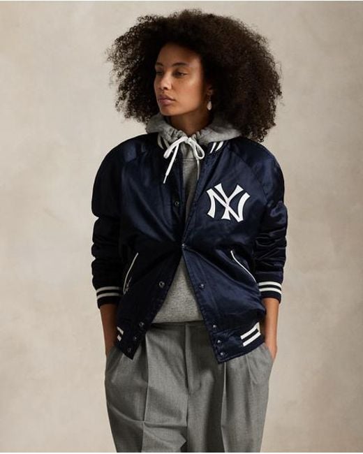 Polo Ralph Lauren Blue Polo Ralph Lauren Lauren Yankees Satin Jacket for men