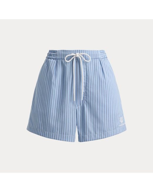 Polo Ralph Lauren Blue Wimbledon Striped Pleated Cotton Short