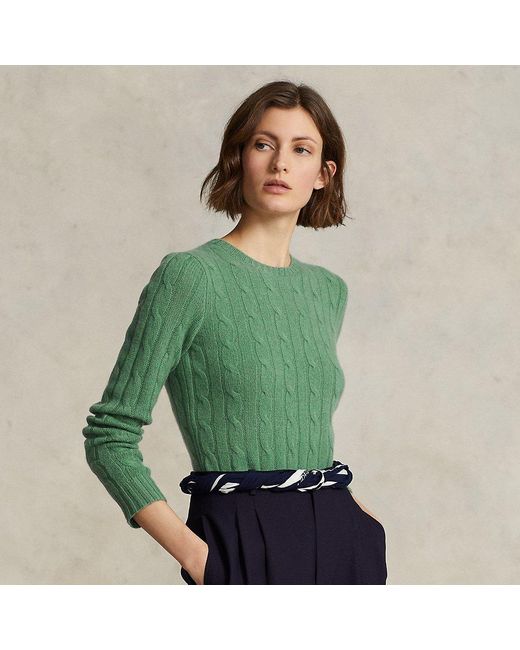 Ralph Lauren Cable-knit Cashmere Jumper in Green | Lyst