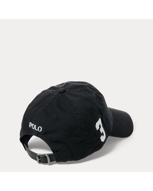 Ralph Lauren Black Big Pony Chino Ball Cap for men