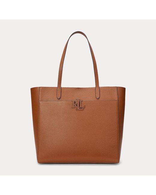 Grand Cabas Cameryn En Cuir Grainé Ralph Lauren en coloris Brown