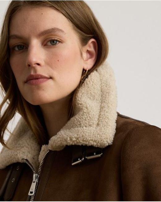 Ralph Lauren Brown Buckle-Trim Faux-Suede Jacket