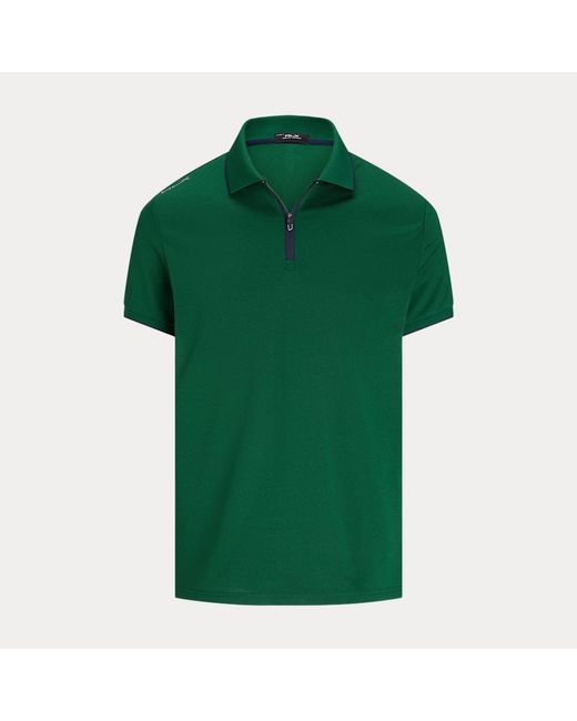 Ralph Lauren Green Tailored Fit Performance Zip Polo Shirt for men