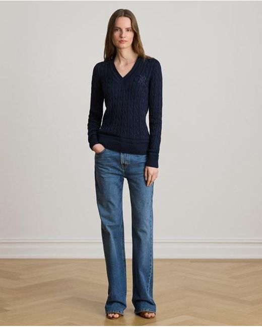 Ralph Lauren Blue Cable-knit Cricket Jumper