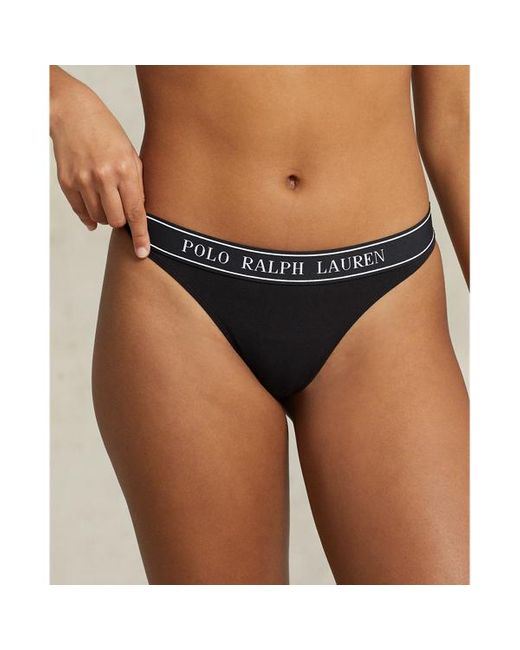 Polo Ralph Lauren Black Repeat-logo Low-rise Thong