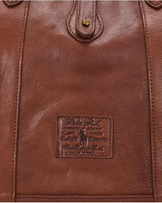 Bolso Tote De Piel Heritage Polo Ralph Lauren de hombre de color Black