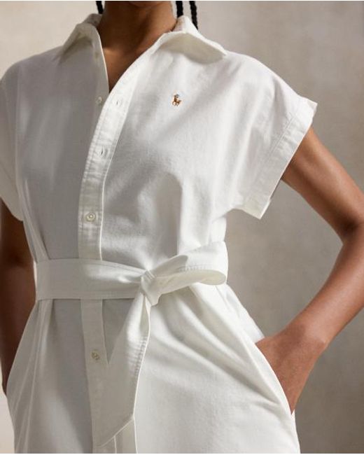 Polo Ralph Lauren Natural Belted Cotton Oxford Shirtdress