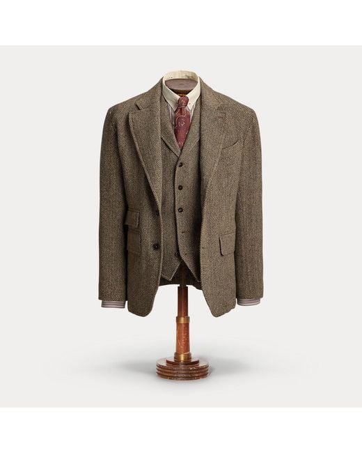 RRL Gray Unconstructed Herringbone Sport Coat for men