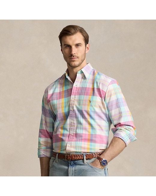 Polo Ralph Lauren Big Tall Plaid Oxford Shirt in Pink for Men Lyst UK